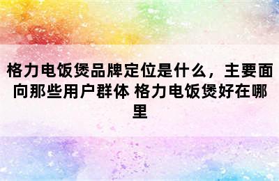 格力电饭煲品牌定位是什么，主要面向那些用户群体 格力电饭煲好在哪里